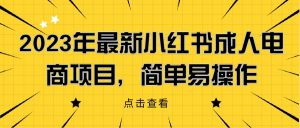 2023年最新小红书成人电商项目，简单易操作【详细教程】网赚项目-副业赚钱-互联网创业-资源整合菜园地